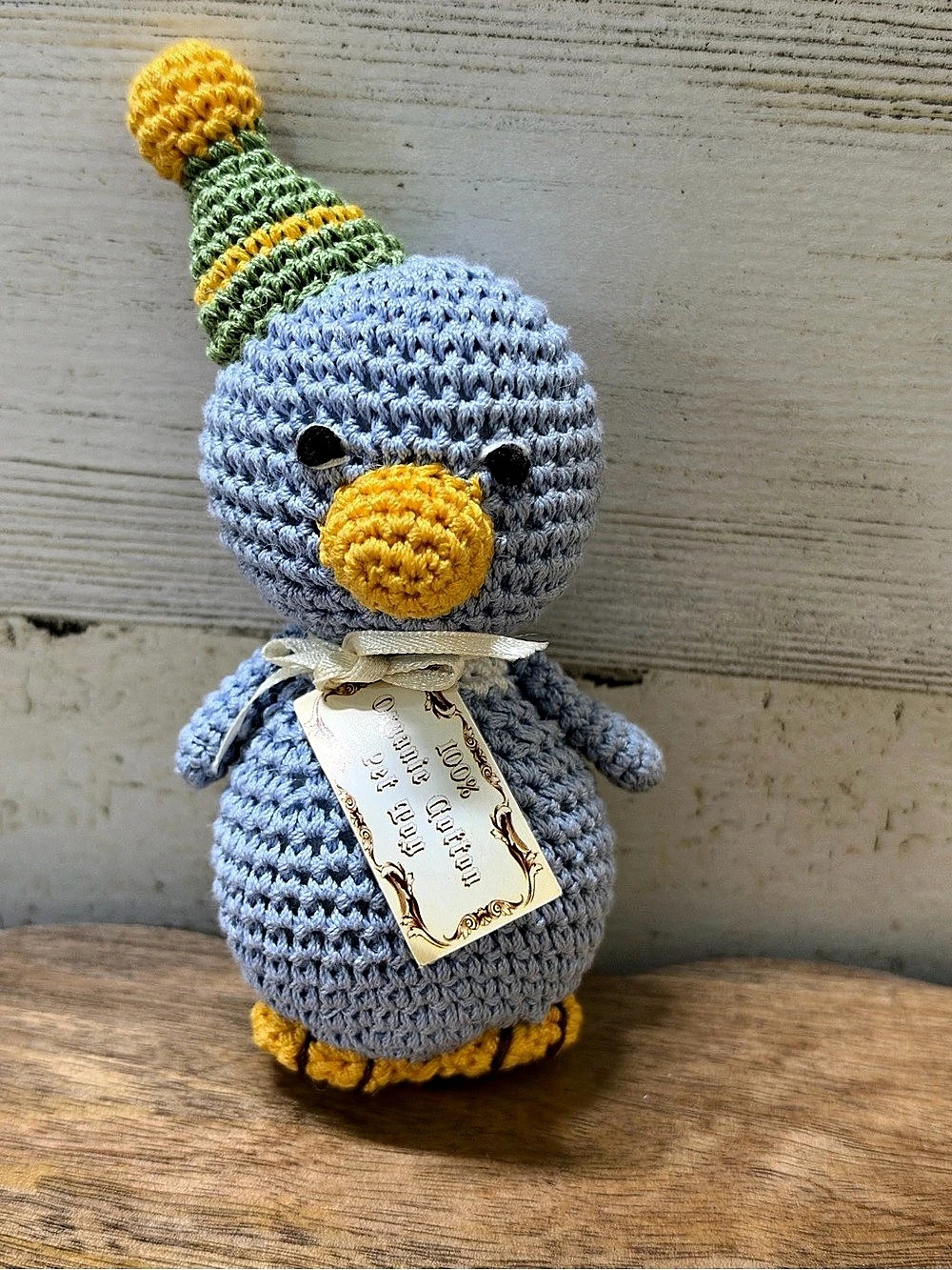 Pet Flys Crocheted Blue duck dog toy squeakyPlush